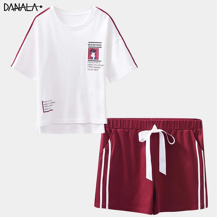 DANALA 100% Cotton Casual Pajamas Sets Women Summer Short Sleeve Sleepwear Sets Girls With Shorts Home Clothes Women Home Suits
DANALA 100% Cotton Casual Pajamas Sets Women Summer Short Sleeve Sleepwear Sets Girls With Shorts Home Clothes Women Home Suits