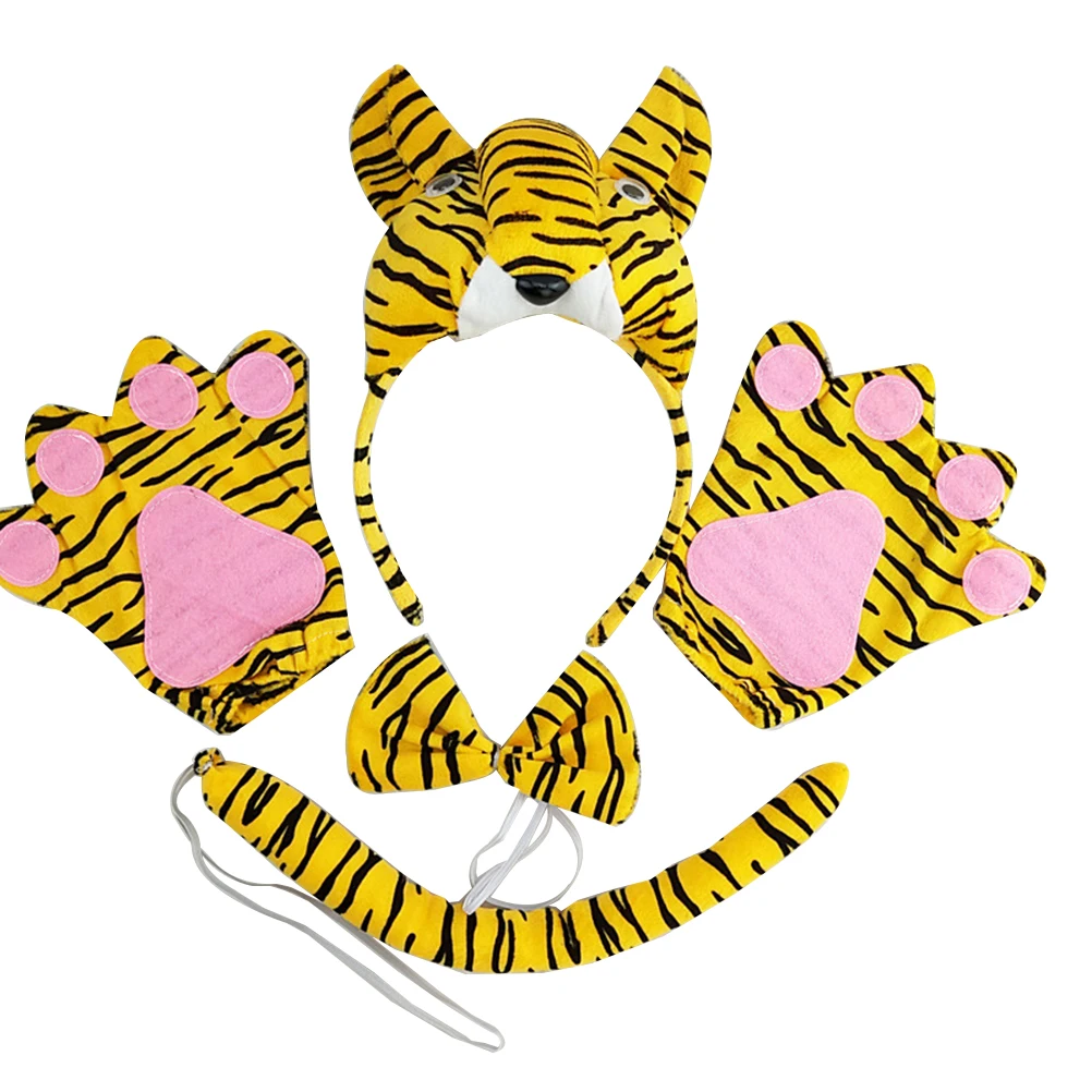 4 шт. Детские реквизиты в виде тигра милая 3D мультяшная повязка на голову косплей