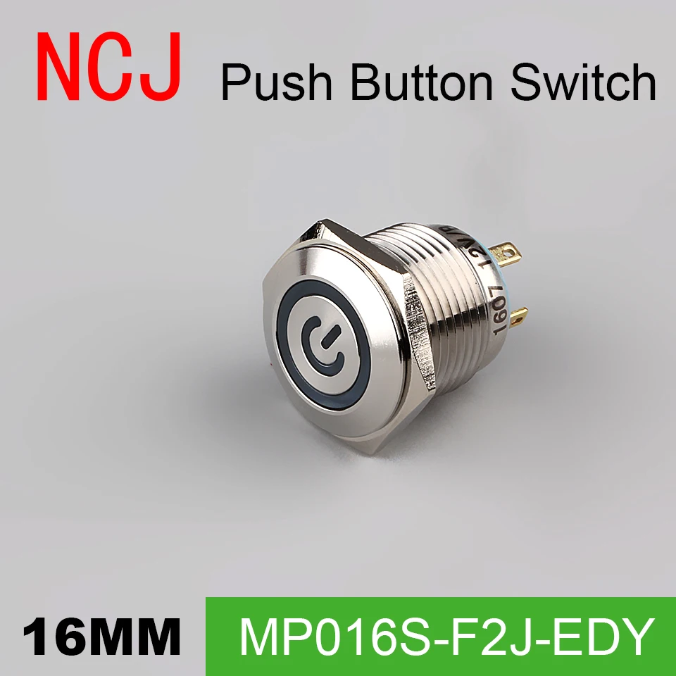 NCJ 16mm Metal Push Button Switch IP67 Momentary with led lamp stainless steel power head 3A
NCJ 16mm Metal Push Button Switch IP67 Momentary with led lamp stainless steel power head 3A