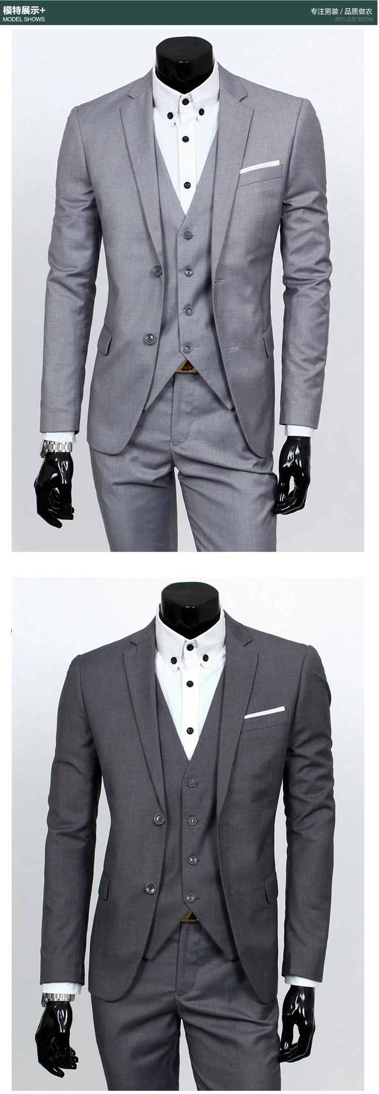 New 2020 Mens Light Grey Suits Jacket Pants Formal Dress Men Suit