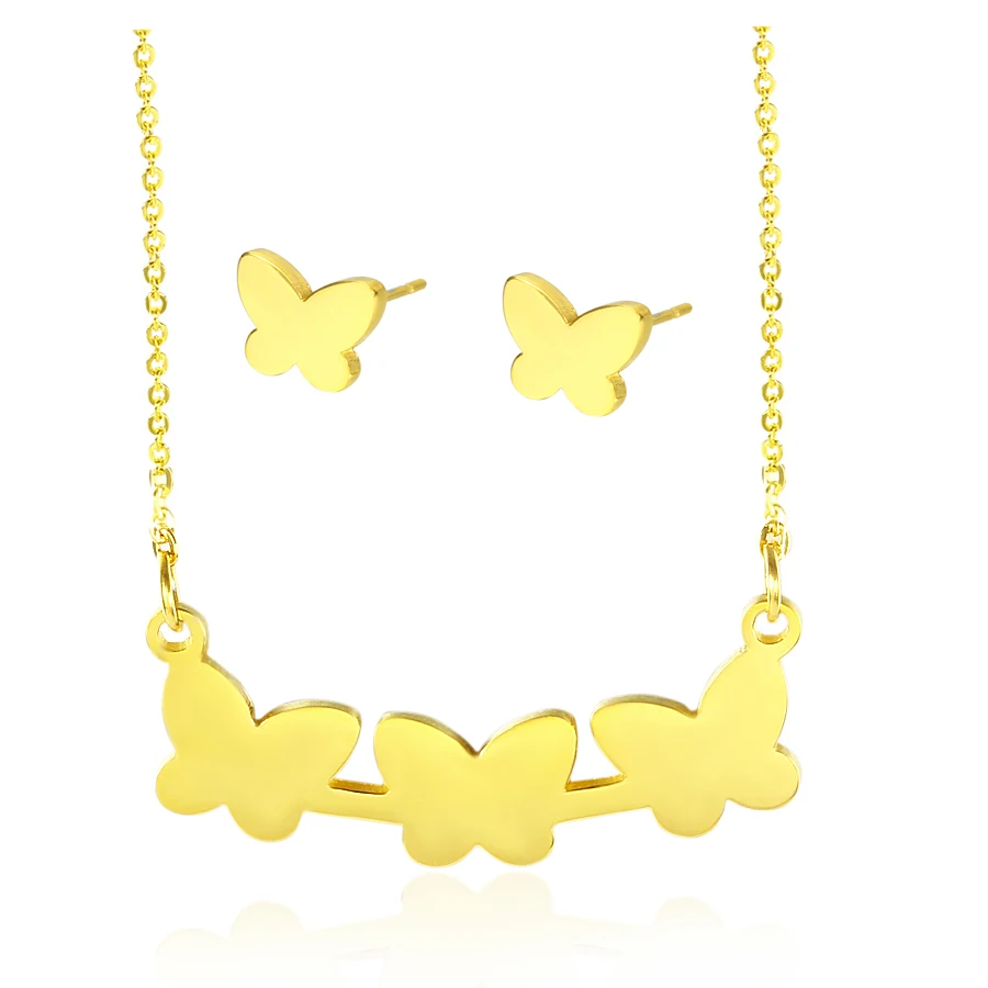 Wholesale Stainless Steel Butterfly Fashion Gold Color Stud Earrings And Pendant Jewelry Sets For Women & Kids
Wholesale Stainless Steel Butterfly Fashion Gold Color Stud Earrings And Pendant Jewelry Sets For Women & Kids