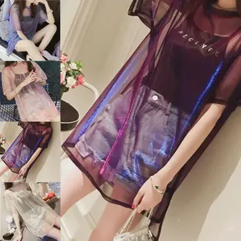 2PCS/Set Womens Laser Shiny Glitter Transparent Bikini Cover ups See-through Mesh Short Sleeve T-Shirt Dress+ Strappy Tank Top
2PCS/Set Womens Laser Shiny Glitter Transparent Bikini Cover ups See-through Mesh Short Sleeve T-Shirt Dress+ Strappy Tank Top