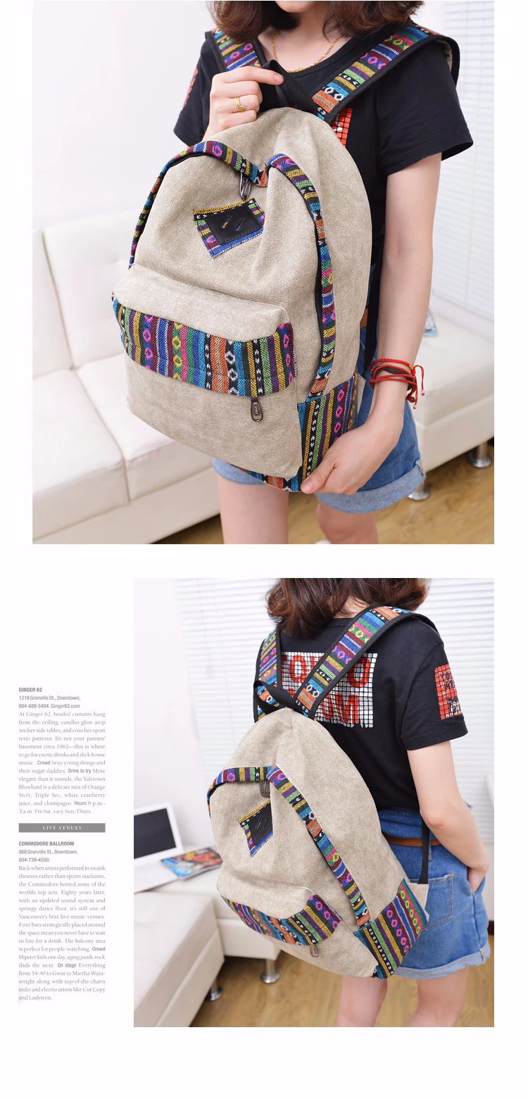 Canvas Backpack School Girls Backpack