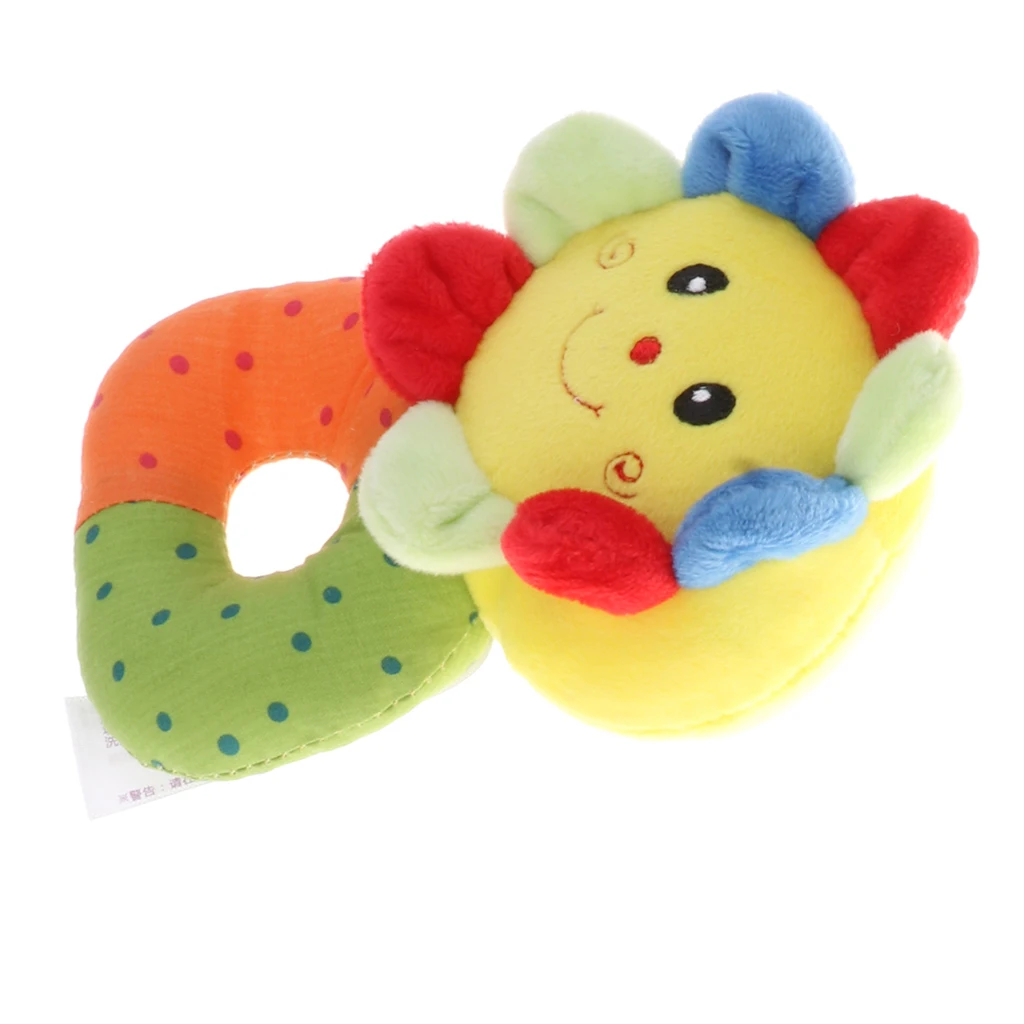 Infant Baby Plush Stuffed Rattle Ring Clutching Sensory Toys Crib Musical Shaker Handbell Jingle Bells Developmental