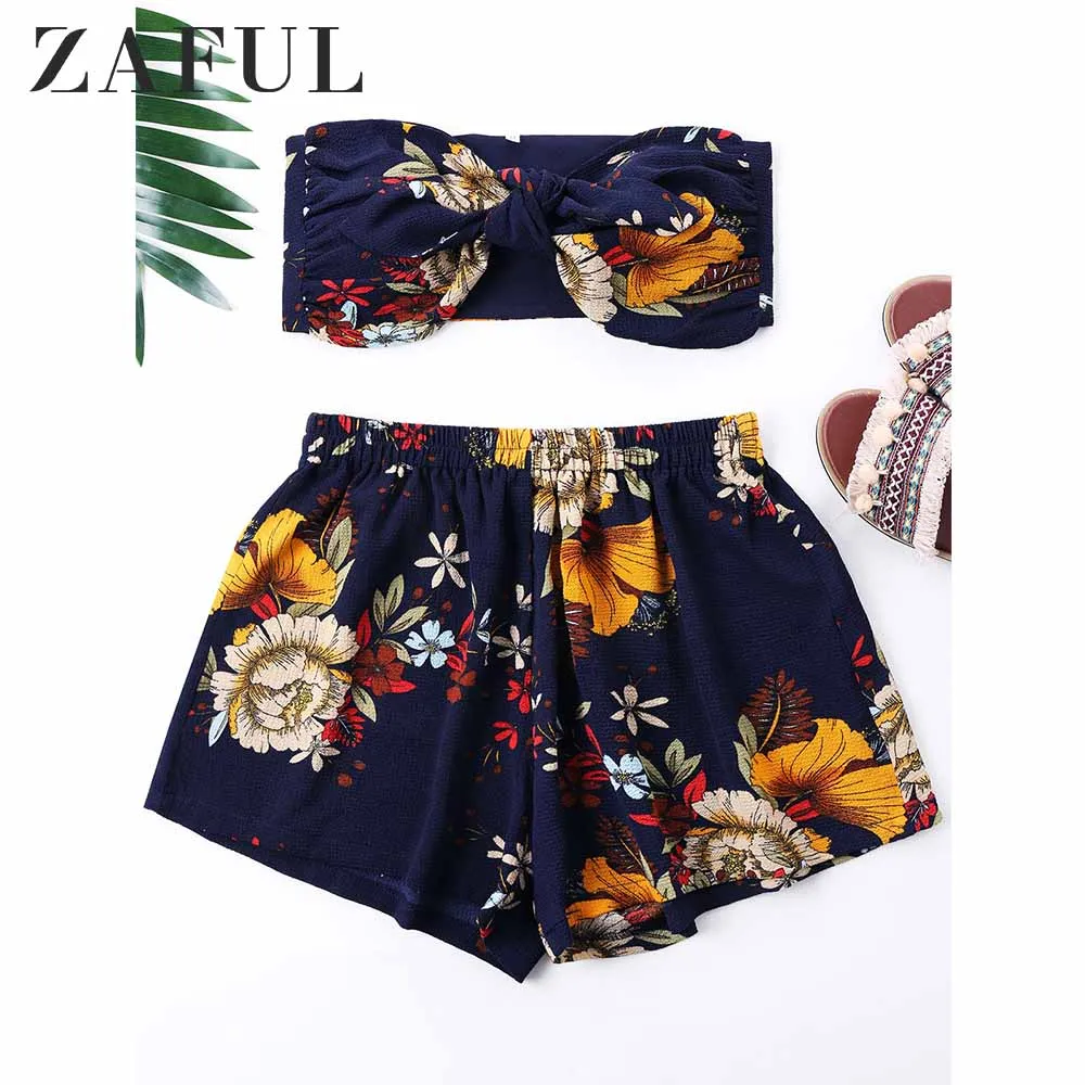 ZAFUL Women Set Flower Printed Mini Tube Top And Shorts Two Piece Sets Summer Strapless Bowknot Crop Top Mini Shorts Suit 2019
ZAFUL Women Set Flower Printed Mini Tube Top And Shorts Two Piece Sets Summer Strapless Bowknot Crop Top Mini Shorts Suit 2019