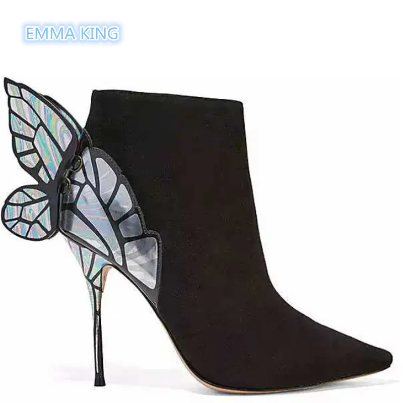 Spring Autumn Butterfly Wing Designer Women Ankle boots Pointed Toe Stilettos Fashion Ladies High Heel Shoes Woman Chelsea Boots
Spring Autumn Butterfly Wing Designer Women Ankle boots Pointed Toe Stilettos Fashion Ladies High Heel Shoes Woman Chelsea Boots