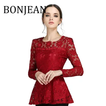 BONJEAN 2019 Autumn Tops and Tees Long Sleeve Lace Shirt for Women's Clothing Hollow Out Wine Red T Shirt Casual Shirts BJ1450
BONJEAN 2019 Autumn Tops and Tees Long Sleeve Lace Shirt for Women's Clothing Hollow Out Wine Red T Shirt Casual Shirts BJ1450