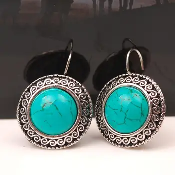 Vintage Green Stone Earrings Tibetan Silver Earrings Ear Cuff boucle d'oreille Women Gift For Valentine's Day
Vintage Green Stone Earrings Tibetan Silver Earrings Ear Cuff boucle d'oreille Women Gift For Valentine's Day