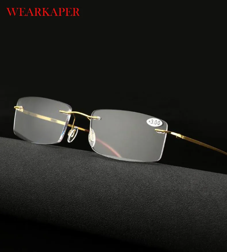 WEARKAPER Rimless Titanium Alloy Reading Glasses Men's Ultralight Fashion Presbyopic Eyeglasses 1.0-3.25
WEARKAPER Rimless Titanium Alloy Reading Glasses Men's Ultralight Fashion Presbyopic Eyeglasses 1.0-3.25