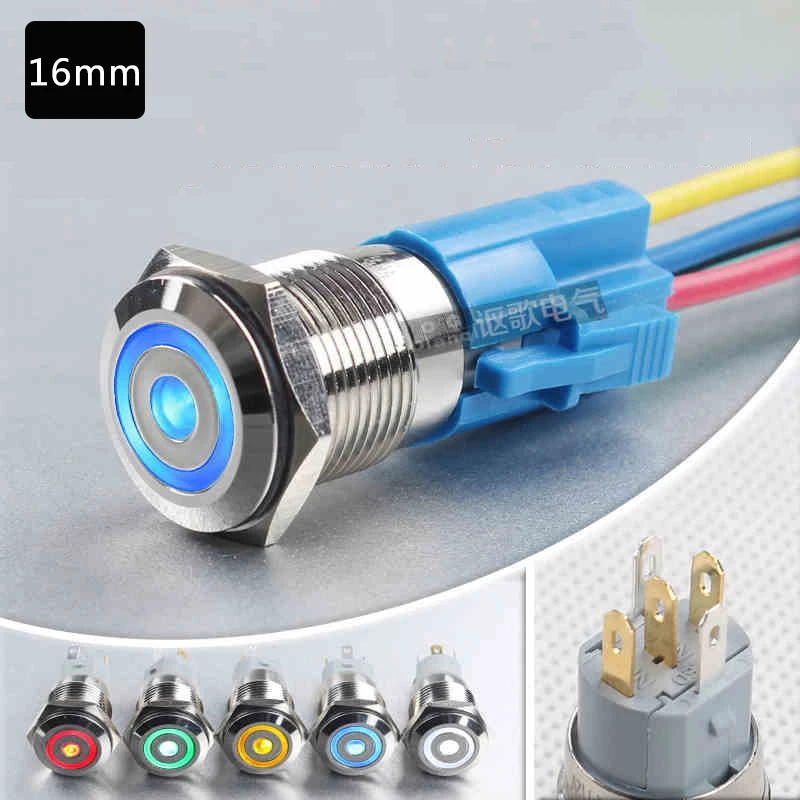 YOLO 16mm waterproof red green ring dot led self-locking momentary metal push button switch for car door bell
YOLO 16mm waterproof red green ring dot led self-locking momentary metal push button switch for car door bell
