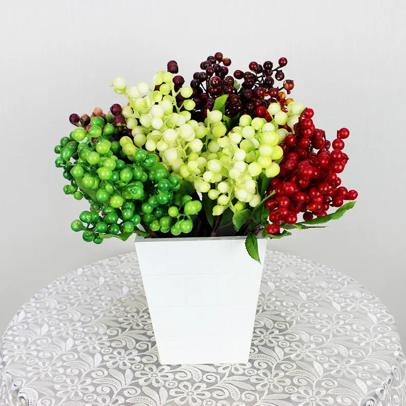 Image Wholesale 300 pcs Lot  14 inches Red Table Decoration Berry Artificial Fruit Dried Branches Free Shipping