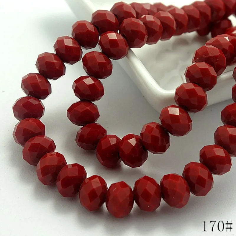 

Wholesale 40pcs 8mm Rondelle Faceted Crystal jewelry Porcelain Glass Loose Spacer Beads Deep red jewelry