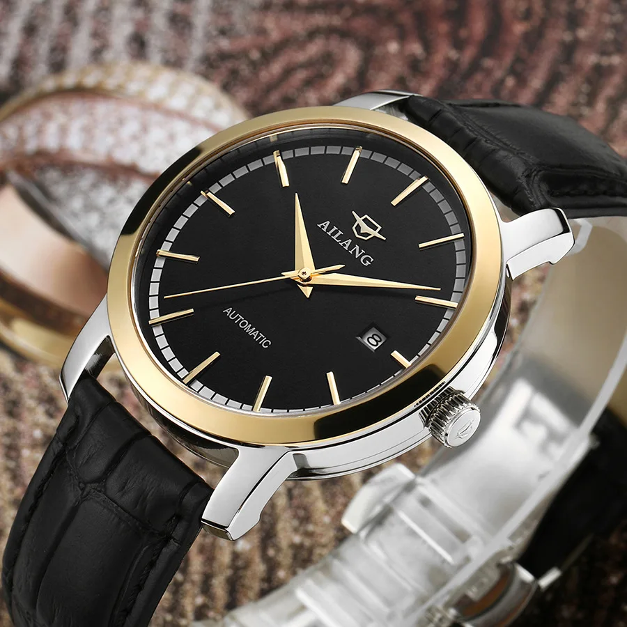 Elegant AILANG Fashion Business Men Dress Watches Real Leather Calendar Clock Mechanical Self Winding Analog Relojes 3ATM NW3305
Elegant AILANG Fashion Business Men Dress Watches Real Leather Calendar Clock Mechanical Self Winding Analog Relojes 3ATM NW3305