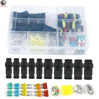 10Set Car Sealed Waterproof Electrical Wire Connector Plug Terminals 2/3 Pin with 24Pcs Fuses Car Motorcycle HID auto connector
10Set Car Sealed Waterproof Electrical Wire Connector Plug Terminals 2/3 Pin with 24Pcs Fuses Car Motorcycle HID auto connector