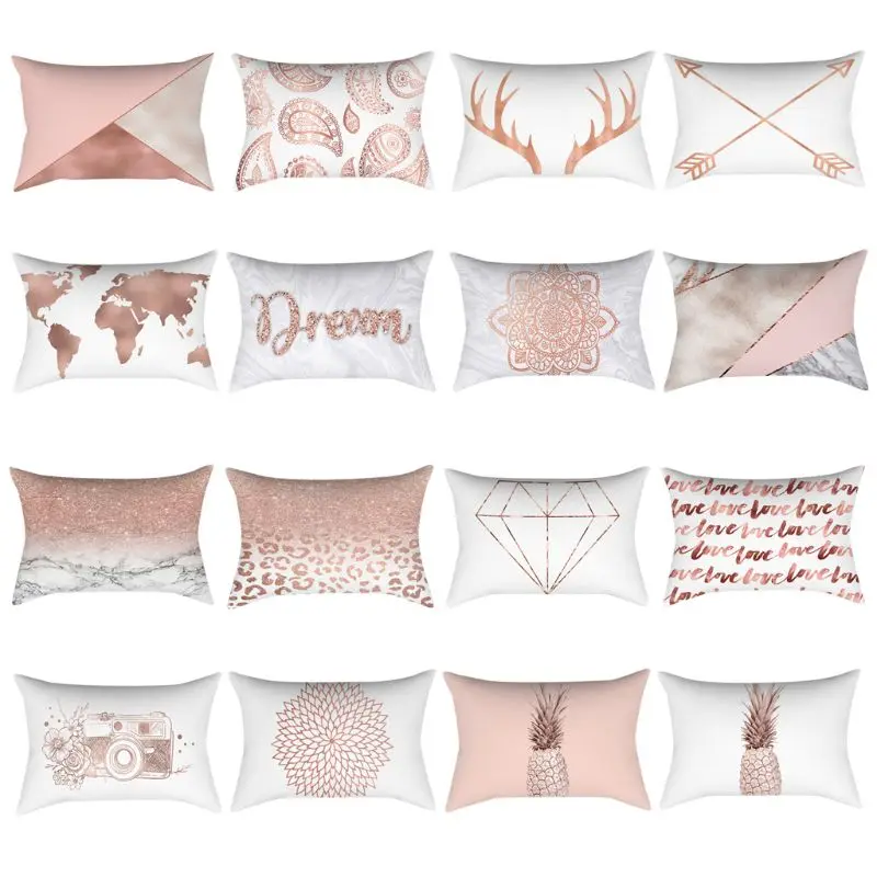30x50cm Rectangle Sofa Home Decorative Pillow Case Glitter Rose Gold Pink Geometric Marble Print Polyester Peach Velvet Cover
30x50cm Rectangle Sofa Home Decorative Pillow Case Glitter Rose Gold Pink Geometric Marble Print Polyester Peach Velvet Cover