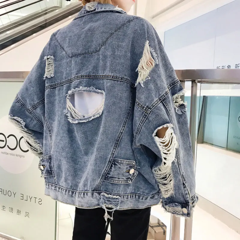 Women Ripped Denim Jacket Punk Gothic Hollow Out Jeans Jacket Plus Size Loose Jeans Top Pocket Outwear Harajuku Coat Jeans Shirt
Women Ripped Denim Jacket Punk Gothic Hollow Out Jeans Jacket Plus Size Loose Jeans Top Pocket Outwear Harajuku Coat Jeans Shirt