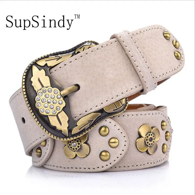 SupSindy Women's belt Retro Pigskin bottom cowhide Leather Pin Buckle Female Belts for Women Rhinestones rivet belt Top quality
SupSindy Women's belt Retro Pigskin bottom cowhide Leather Pin Buckle Female Belts for Women Rhinestones rivet belt Top quality