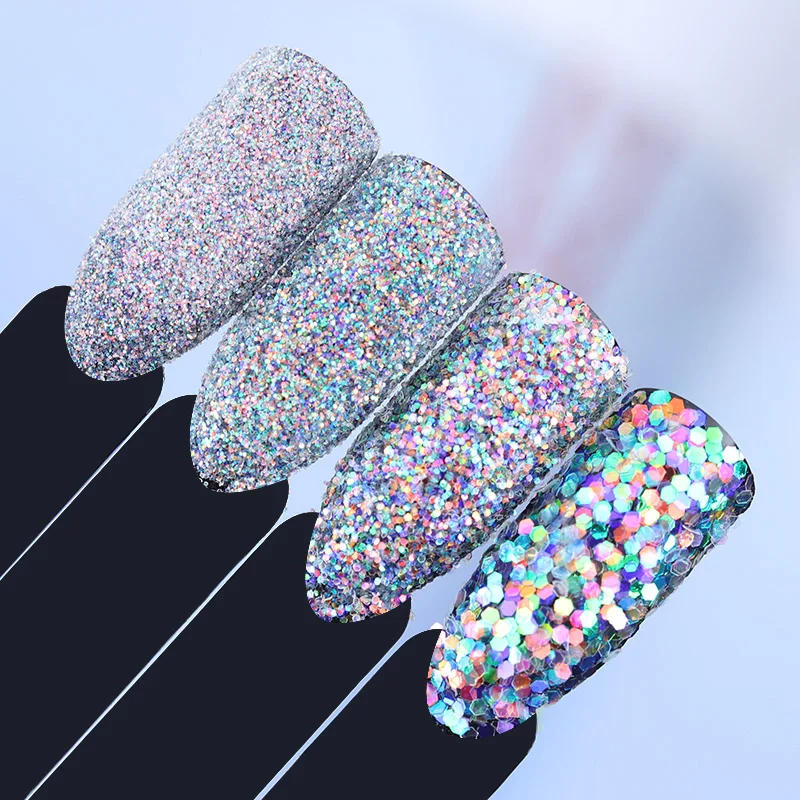 

2g Colorful Nail Glitter Powder Sequins 0.15mm-1mm Hexagon Nail Flakies Dust for Manicure Nail Art Decoration