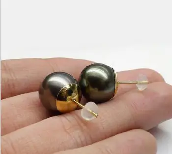 Free shipping Lustrous 12-13MM Round Genuine Tahitian Black Pearl Stud Earrings 14 Yellow Gold
Free shipping Lustrous 12-13MM Round Genuine Tahitian Black Pearl Stud Earrings 14 Yellow Gold