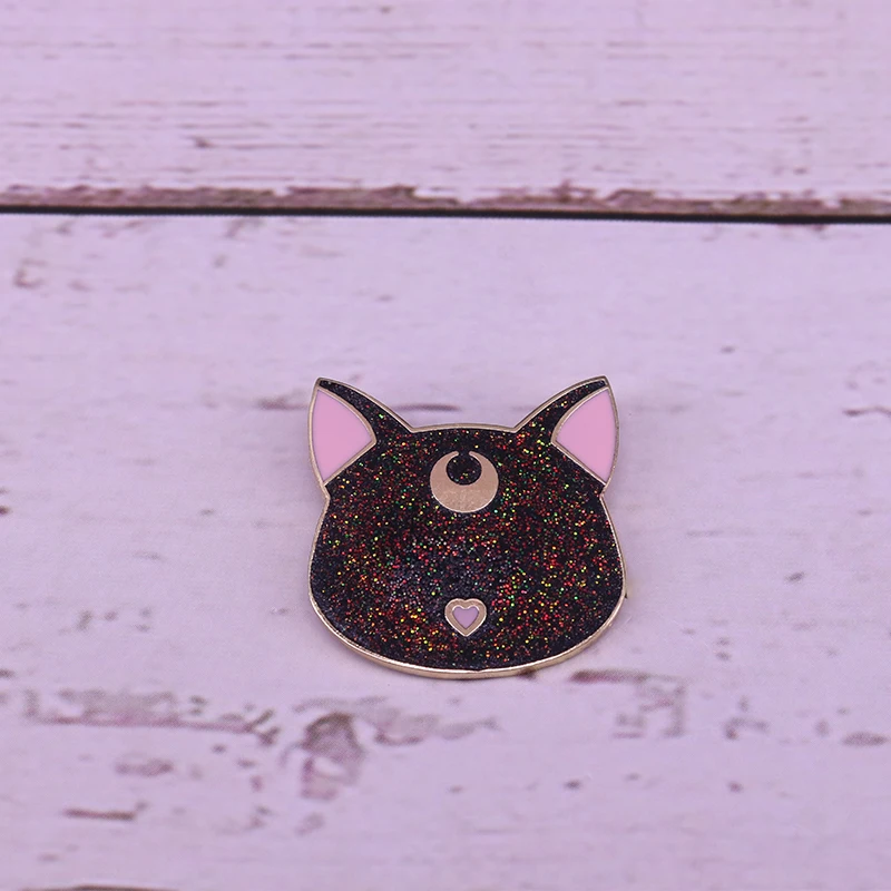 Black cat Luna brooch cute glitter pins magical celestial badge Sailor Moon inspired anime pin
Black cat Luna brooch cute glitter pins magical celestial badge Sailor Moon inspired anime pin
