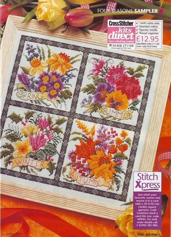 Gold Collection Counted Cross Stitch Kit Four Seasons Sampler Four Season Flower Flowers Spring Summer Fall Autumn Winter
Gold Collection Counted Cross Stitch Kit Four Seasons Sampler Four Season Flower Flowers Spring Summer Fall Autumn Winter