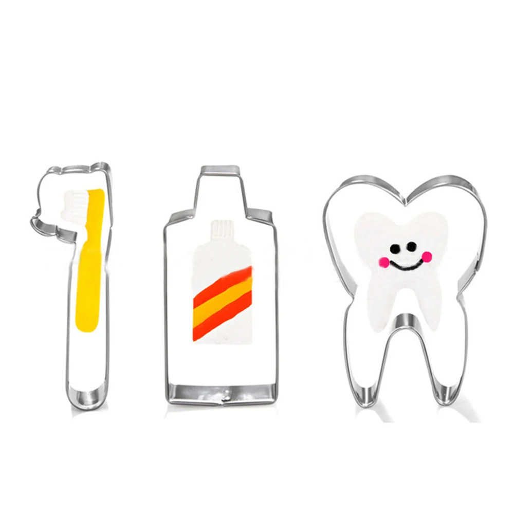3pc/lot Toothbrush Toothpaste Tooth Shape Cookie Cutters Stainless Steel Fondant Pastry Biscuit Chocolate Cake Mold Kitchen Tool
3pc/lot Toothbrush Toothpaste Tooth Shape Cookie Cutters Stainless Steel Fondant Pastry Biscuit Chocolate Cake Mold Kitchen Tool