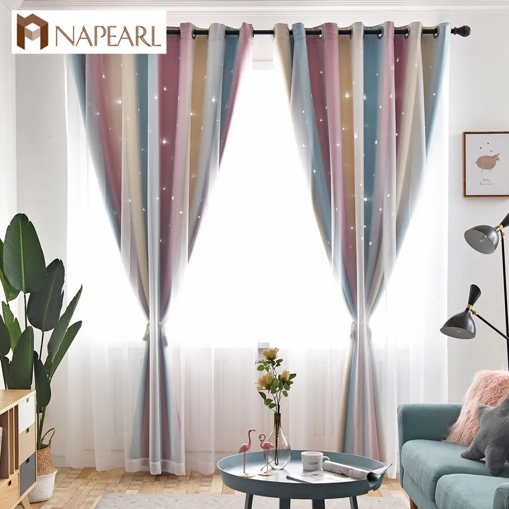 NAPEARL 1 Piece Stitching Tulle Curtains Rainbow Color Drops For Living Room Windows Children Hollow Stars Dream Thread Fabric
NAPEARL 1 Piece Stitching Tulle Curtains Rainbow Color Drops For Living Room Windows Children Hollow Stars Dream Thread Fabric