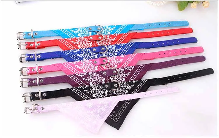 Cute Small Dog Collars Puppy Pet Slobber Towel Puppy Dogs Cats Scarf Adjustable Designer Dog Collar Black Pink Red Blue Purple Wholesale9