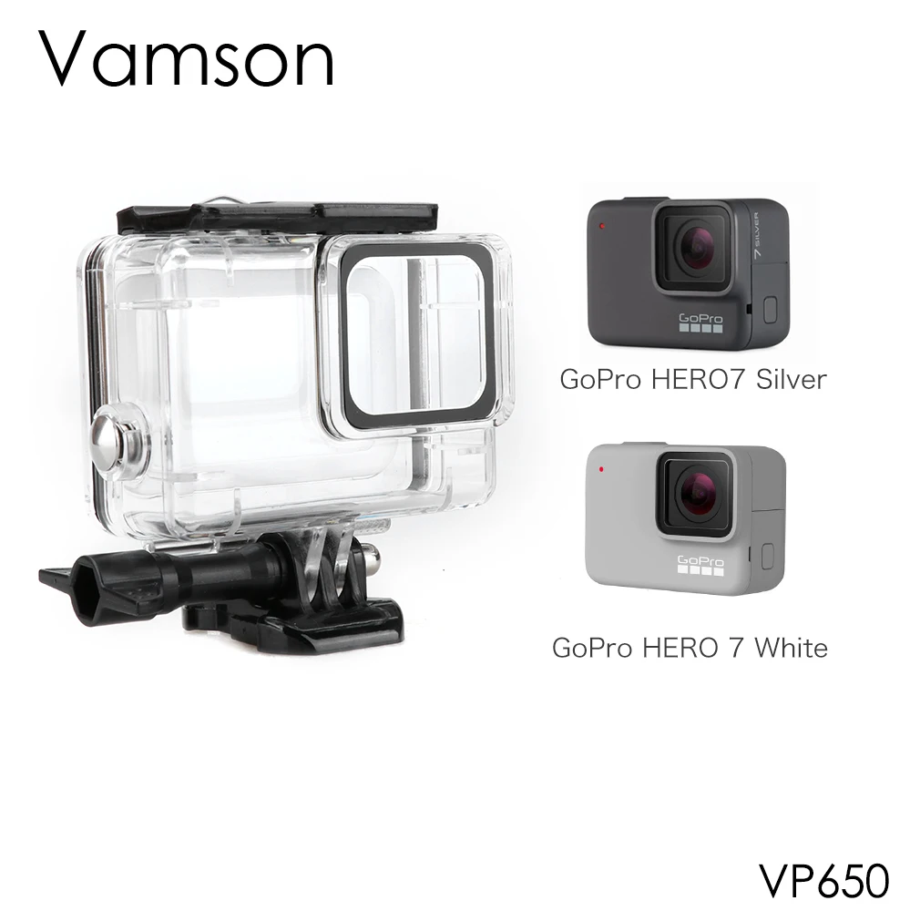 Vamson Waterproof Case Diving Protective Housing Shell for GoPro Hero 7 White/Silver Camera Accessories 60m -VP650
Vamson Waterproof Case Diving Protective Housing Shell for GoPro Hero 7 White/Silver Camera Accessories 60m -VP650