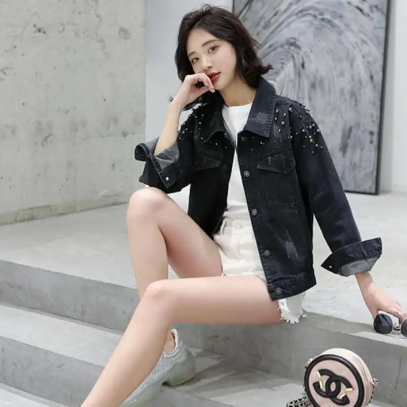 2019 New Spring Autumn Short Jacket Women Vintage Riveted Long Sleeve Casual Black Jeans Jackets Korean Outerwear Clothing
2019 New Spring Autumn Short Jacket Women Vintage Riveted Long Sleeve Casual Black Jeans Jackets Korean Outerwear Clothing