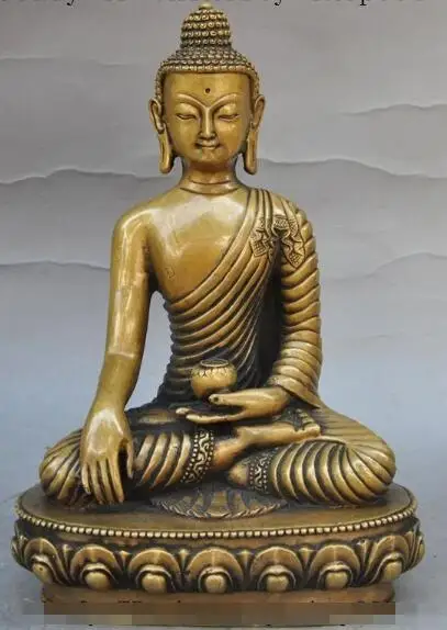 

song voge gem S6351 7" Tibetan Buddhism fane Bronze Joss Menla Medicine Buddha medical God Statue