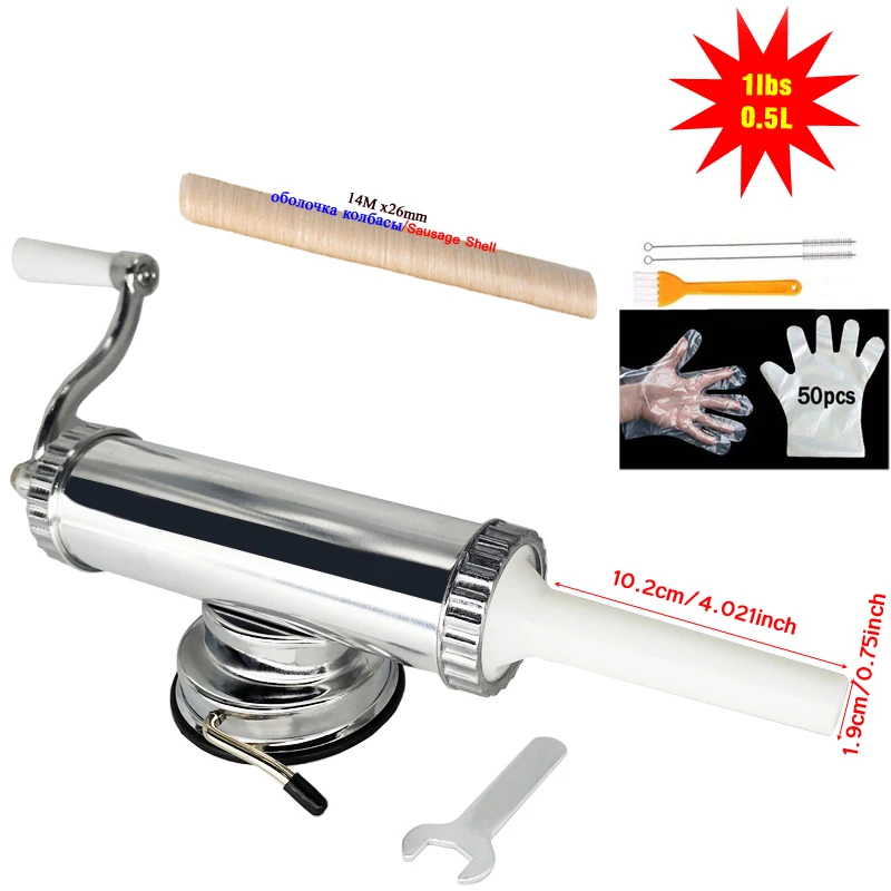 Homemade Multifunctional Sausage Stuffer Filler Aluminum Alloy Manual Horizontal Sausage Meat Processor Tool Sausage Maker
Homemade Multifunctional Sausage Stuffer Filler Aluminum Alloy Manual Horizontal Sausage Meat Processor Tool Sausage Maker