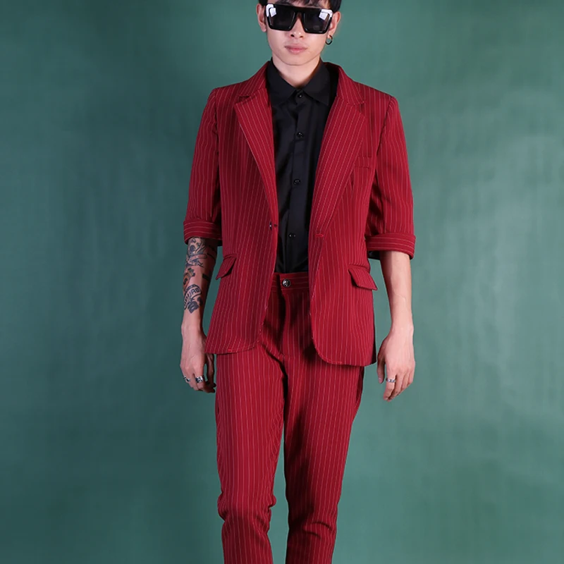 Stage Clothing Men Short Sleeve Business Casual Suits Sets (jacket+pant) Male Streetwear Fashion Hip Hop Slim Fit Blazer Jacket
Stage Clothing Men Short Sleeve Business Casual Suits Sets (jacket+pant) Male Streetwear Fashion Hip Hop Slim Fit Blazer Jacket