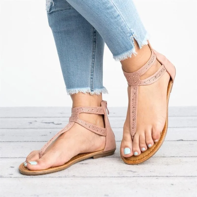 Women Rhinestones Zipper Gladiator Low Flat Flip Flops Beach Sandal Bohemia Shoes Crystal Gladiator Sandals Women Sandalia Mujer
Women Rhinestones Zipper Gladiator Low Flat Flip Flops Beach Sandal Bohemia Shoes Crystal Gladiator Sandals Women Sandalia Mujer