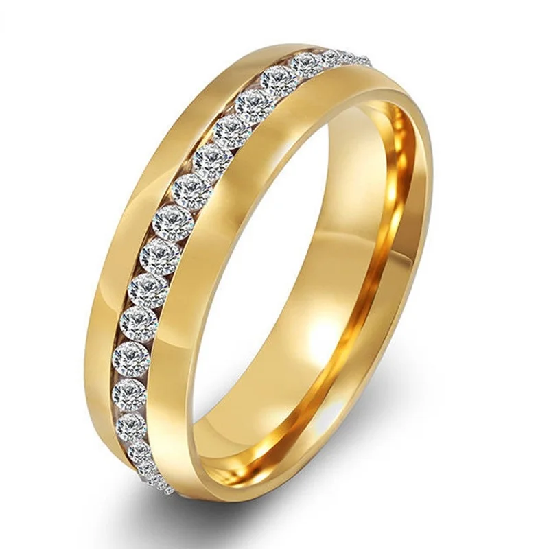 Handmade Gold Color Stainless Steel Women's Wedding Band Promise Ring/Anillo With CZ Diamonds Eternity Ring 6mm 2C0108
Handmade Gold Color Stainless Steel Women's Wedding Band Promise Ring/Anillo With CZ Diamonds Eternity Ring 6mm 2C0108