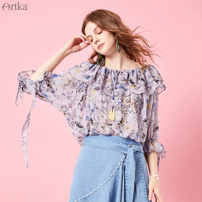 ARTKA 2019 Spring Summer Women Bohemian Blouse Fashion Ruffles Sleeve Design Cute Women Shirt Floral Printed Tops SA10399C
ARTKA 2019 Spring Summer Women Bohemian Blouse Fashion Ruffles Sleeve Design Cute Women Shirt Floral Printed Tops SA10399C
