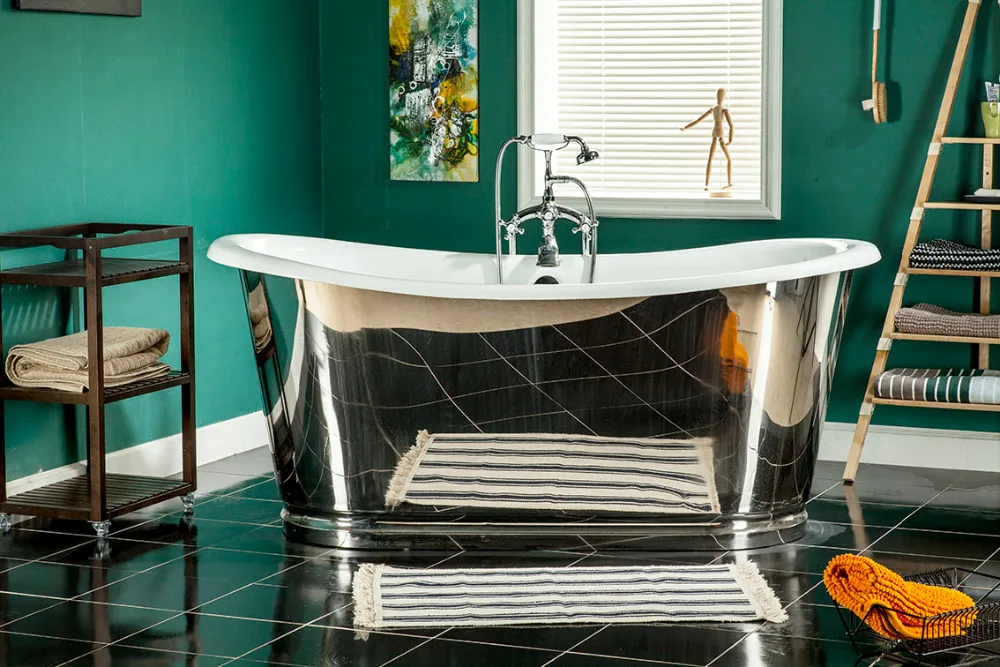 66" CUPC Approval Freestanding Luxury Indoor Bathtub Cast iron bathtub in a mirror polished stainless steel skirt 1008-10 8K
66" CUPC Approval Freestanding Luxury Indoor Bathtub Cast iron bathtub in a mirror polished stainless steel skirt 1008-10 8K