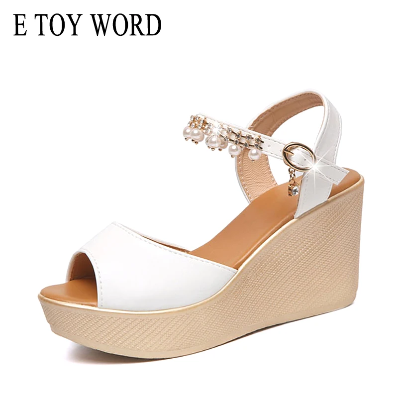 E TOY WORD Fashion Summer Shoes women's sandals wedge High Heel Bride Sandals Women Pearl Crystal platform Sandals Female shoes
E TOY WORD Fashion Summer Shoes women's sandals wedge High Heel Bride Sandals Women Pearl Crystal platform Sandals Female shoes