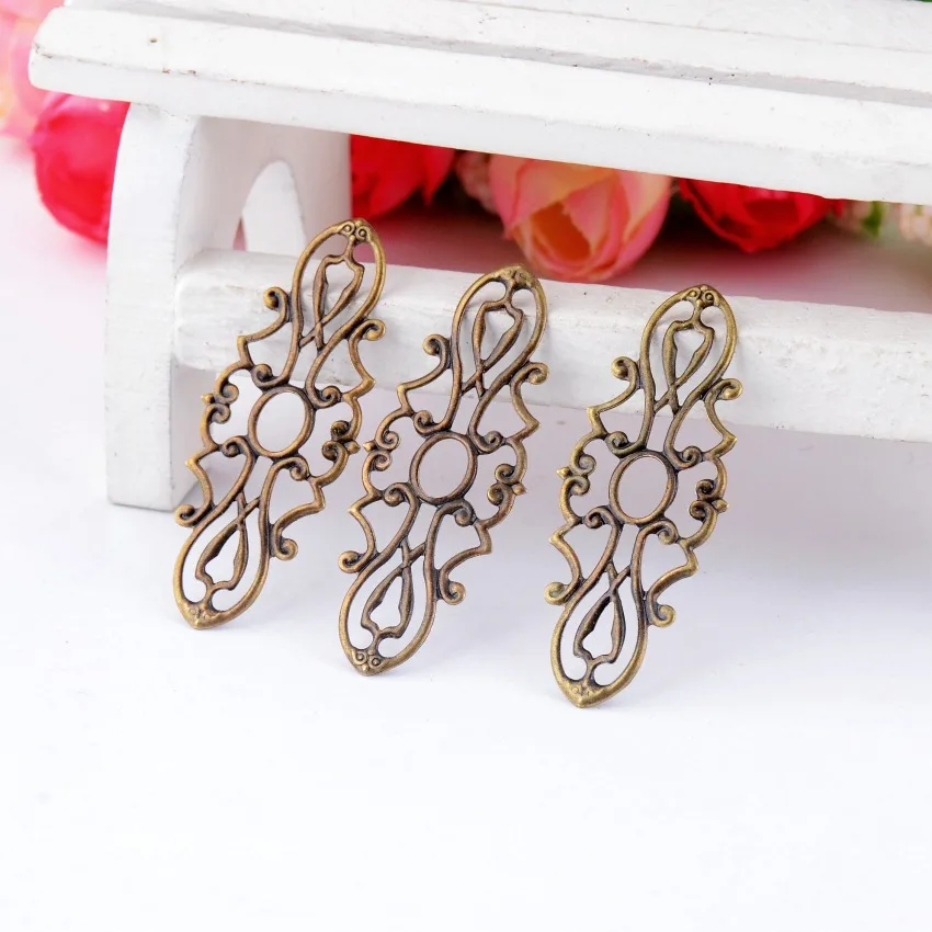 

Free shipping Retail 20Pcs Antique Bronze Filigree Wraps Connectors Metal Crafts Gift Decoration DIY Findings 3.8x1.5cm F0368