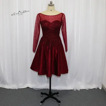 Burgundy Long Sleeve Prom Dresses Short Sequined Lace Homecoming Party Dress Formal Gowns Beaded Vestido de Festa Curto 2018
Burgundy Long Sleeve Prom Dresses Short Sequined Lace Homecoming Party Dress Formal Gowns Beaded Vestido de Festa Curto 2018