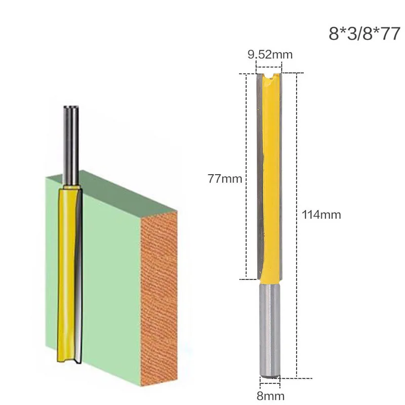 CNC Milling Cutter 8mm Shank Router Bit with Bearing for Wood Template Pattern Tungsten 8*3/8*77 Carbide Long Straight Knife
CNC Milling Cutter 8mm Shank Router Bit with Bearing for Wood Template Pattern Tungsten 8*3/8*77 Carbide Long Straight Knife