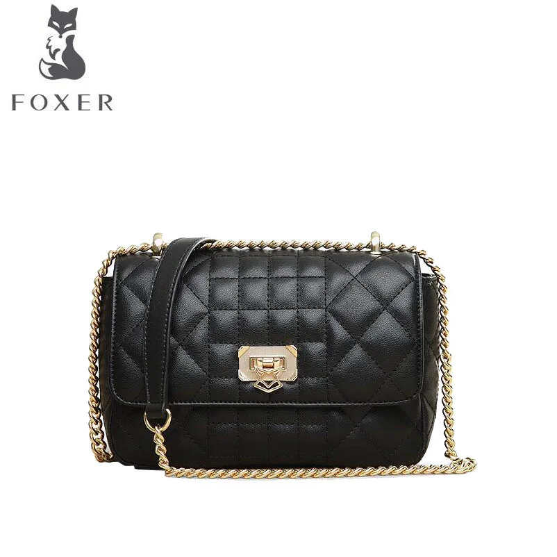 FOXER 2018 autumn and winter new rhombic chain bag Leather fashion versatile shoulder messenger bag
FOXER 2018 autumn and winter new rhombic chain bag Leather fashion versatile shoulder messenger bag