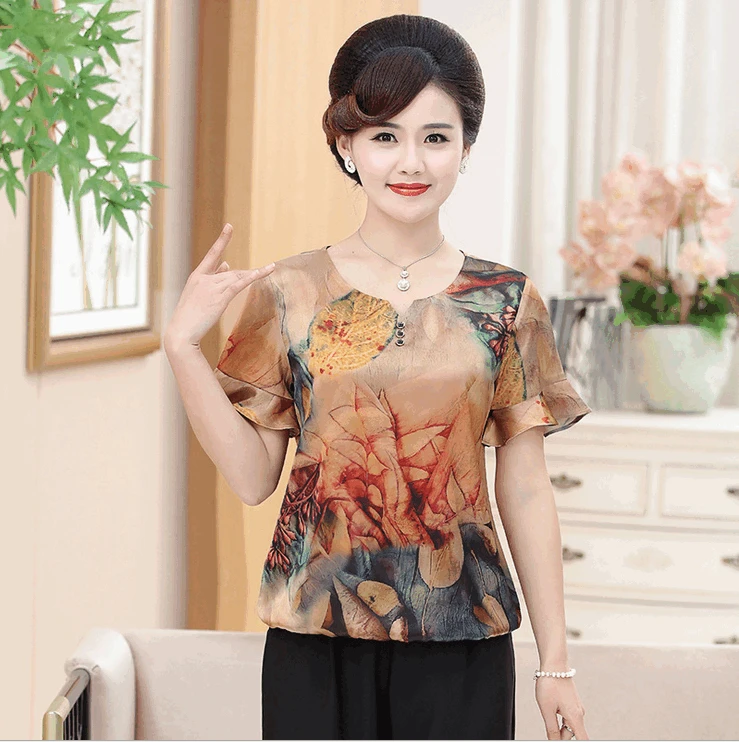 2019 summer new middle age women short sleeve tshirt mother casual plus size printed top pullover silk like tee shirt
2019 summer new middle age women short sleeve tshirt mother casual plus size printed top pullover silk like tee shirt