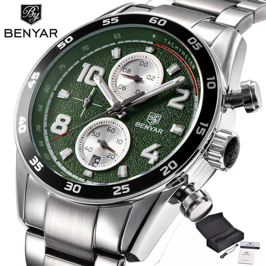BENYAR Chronograph Silver New Design Luxury Watches Men Stainless Steel Band Men's Watch Military Sports Quartz Wristwatch Clock
BENYAR Chronograph Silver New Design Luxury Watches Men Stainless Steel Band Men's Watch Military Sports Quartz Wristwatch Clock