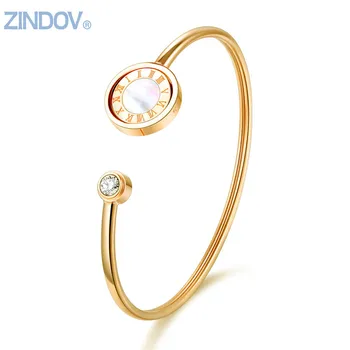 Trendy Jewelry Stainless Steel Women Cuff Bangles Bracelet White and Black Shell Rotated Rose Gold Gold Silver Color Top Quality
Trendy Jewelry Stainless Steel Women Cuff Bangles Bracelet White and Black Shell Rotated Rose Gold Gold Silver Color Top Quality