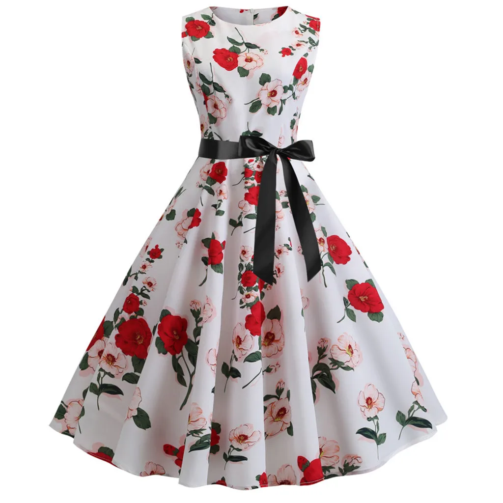Dress women party 2019 Women Vintage 1950s Retro Sleeveless Summer dress elegant Sexy bandage O Neck Print robe femme vestidos
Dress women party 2019 Women Vintage 1950s Retro Sleeveless Summer dress elegant Sexy bandage O Neck Print robe femme vestidos