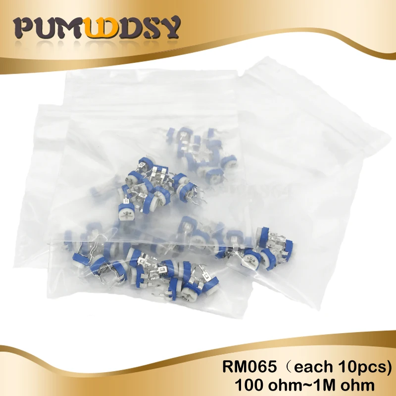 13valuesX10pcs=130pcs Trimming Potentiometer RM-065 100ohm-1Mohm RM065 Variable Resistors component diy kit new
13valuesX10pcs=130pcs Trimming Potentiometer RM-065 100ohm-1Mohm RM065 Variable Resistors component diy kit new