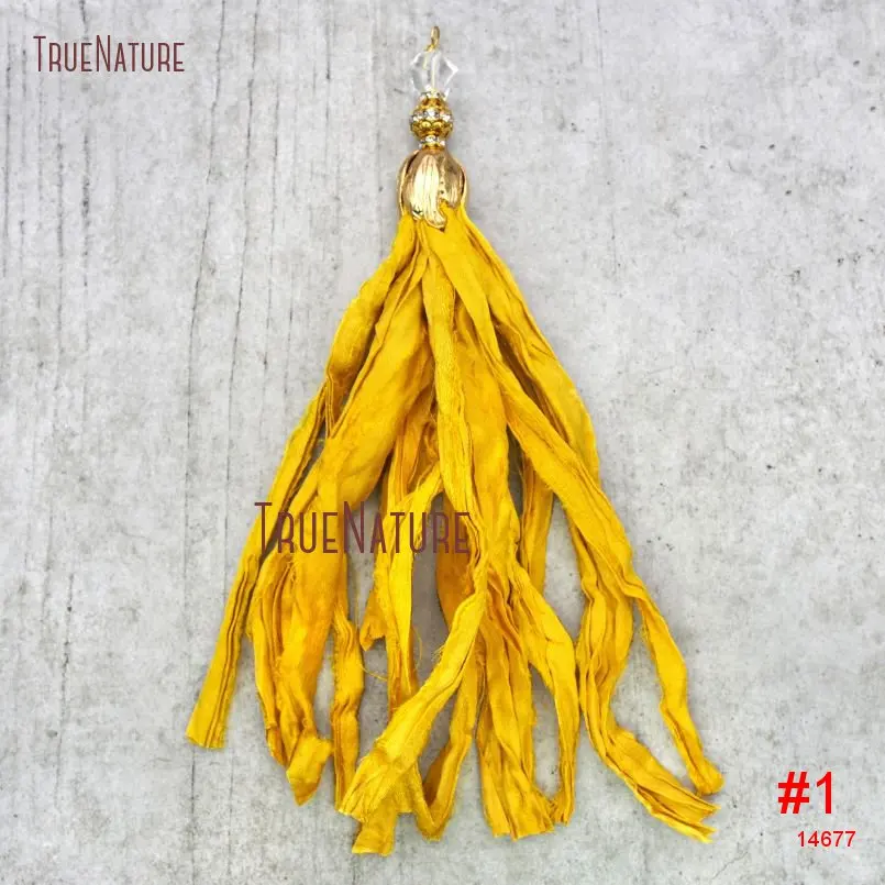 20180518-PM14659-Discount Golden Yellow Sari Silk Tassel Pendant Tulip Tassel Pendant_1