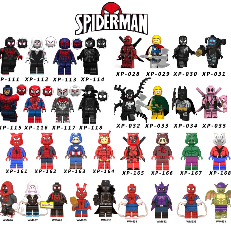 50pcs Marvel Movie Spiderman Spider-Ham Deadpool Iron Man Daredevil Ant-Man Hulk Figures building block for children toys
50pcs Marvel Movie Spiderman Spider-Ham Deadpool Iron Man Daredevil Ant-Man Hulk Figures building block for children toys