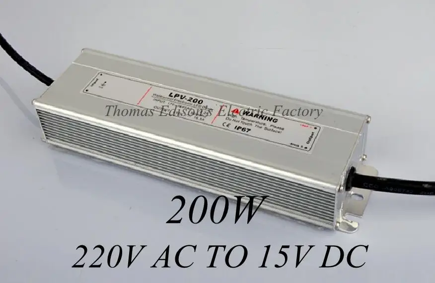 DIANQI waterproof power supply 220V AC TO 15V DC 200w 15v power suply LED Strip light ac to dc power supply